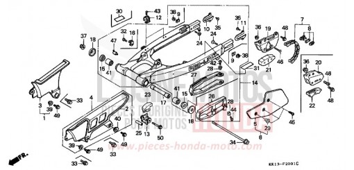 BRAS OSCILLANT/CARTER DE CHAINE XR250RM de 1991